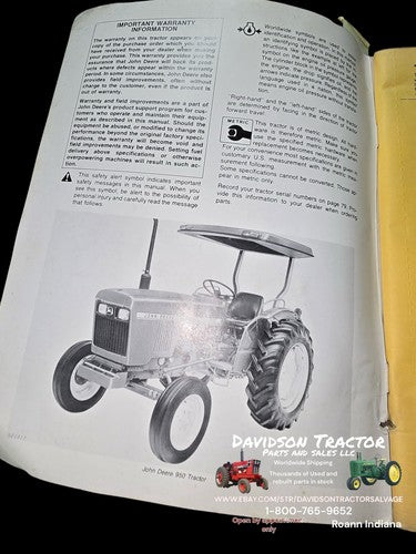 John Deere 850 and 950 Tractors Operator's Manual   OM-R66887 Issue C8