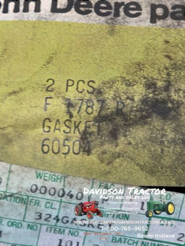 Genuine John Deere F1787R New Old Stock Gasket