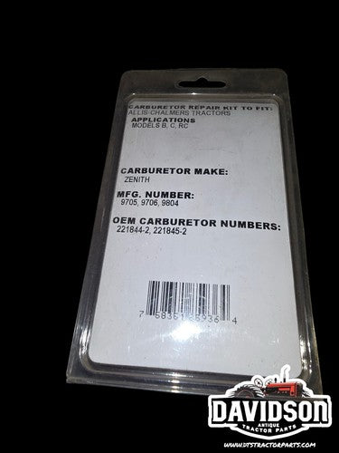 Allis Chalmers B, C, RC Zenith Complete Carburetor kit 9705, 9706, 10697, 10698