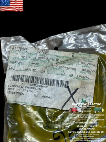 Genuine John Deere F2728R  New Old Stock Strip