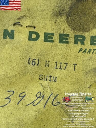 M117T Genuine John Deere Shim Set (6) New Old Stock