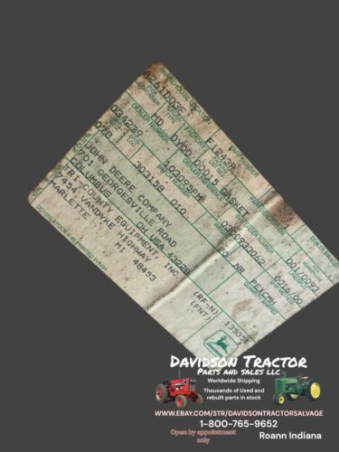 Genuine John Deere F1243R New Old Stock Gasket
