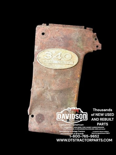 IHC Farmall 340 UTILITY DIESEL Radiator Side Cover Hood Panel W/emblem RARE