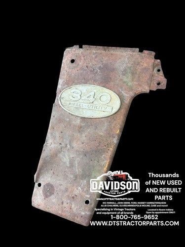 IHC Farmall 340 UTILITY DIESEL Radiator Side Cover Hood Panel W/emblem RARE