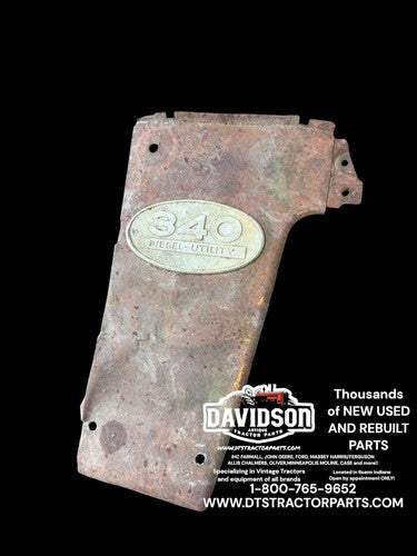 IHC Farmall 340 UTILITY DIESEL Radiator Side Cover Hood Panel W/emblem RARE