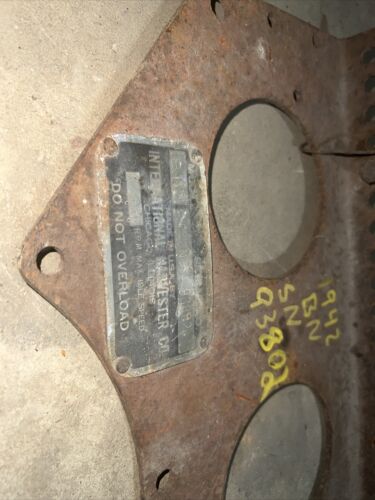 IHC Farmall BN Seat bracket W/Serial Tag 1942 93802