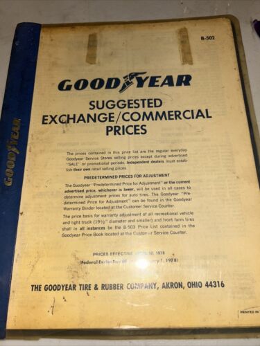 GoodYear Suggested Exchange/Commercial Prices Book