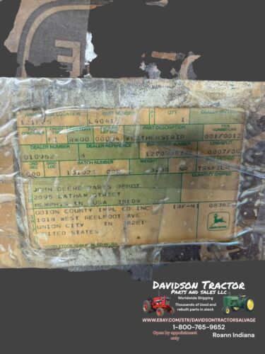 Genuine John Deere L40405 Weather Strip Genuine John Deere New Old Stock