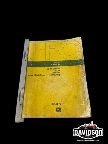 John Deere 4020 Tractor Parts Catalog Manual Book PC-859 S/N -200999