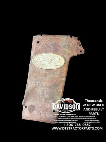 IHC Farmall 340 UTILITY DIESEL Radiator Side Cover Hood Panel W/emblem RARE