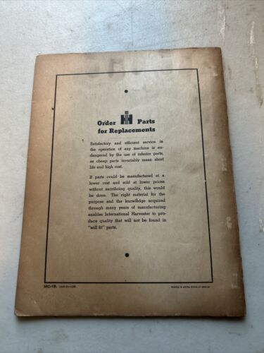 International Harvester MILK COOLERS models 4F, 6F, 8F, 4HG, 6HG, 12HG