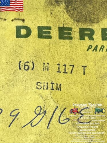 M117T Genuine John Deere Shim Set (6) New Old Stock