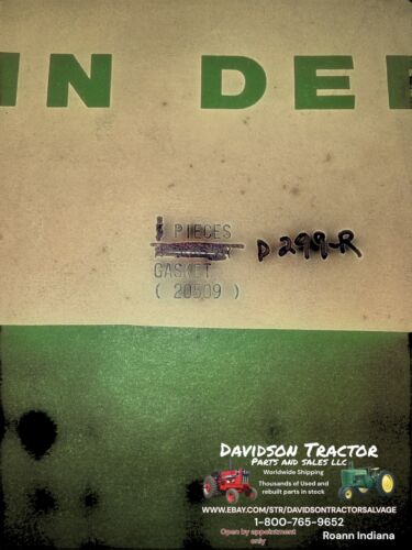 Genuine John Deere D299R  New Old Stock Gasket