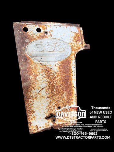 Farmall 560 IH tractor front radiator side hood cover panel w/ emblem Left