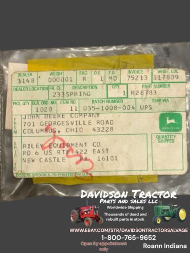 R28783  GENUINE JOHN DEERE  COMPRESSION SPRING   Replaces R37466