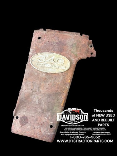 IHC Farmall 340 UTILITY DIESEL Radiator Side Cover Hood Panel W/emblem RARE