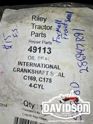 International Crankshaft Seal Riley Tractor Parts Oil Seal 49113 C169,C175,4CYL