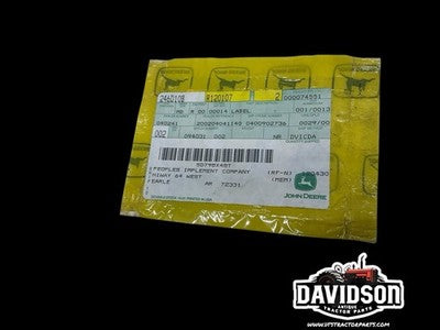John Deere R120107 New Old Stock Label Decal