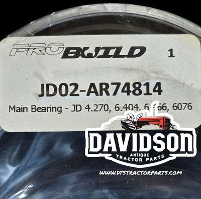 AR74814 Main Bearing Std Fits John Deere 4240