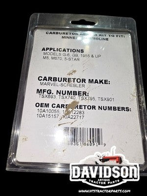Tisco BK74V Carburetor Repair Kit Minneapolis Moline- G-6,GB,1955 & Up M5, M670,