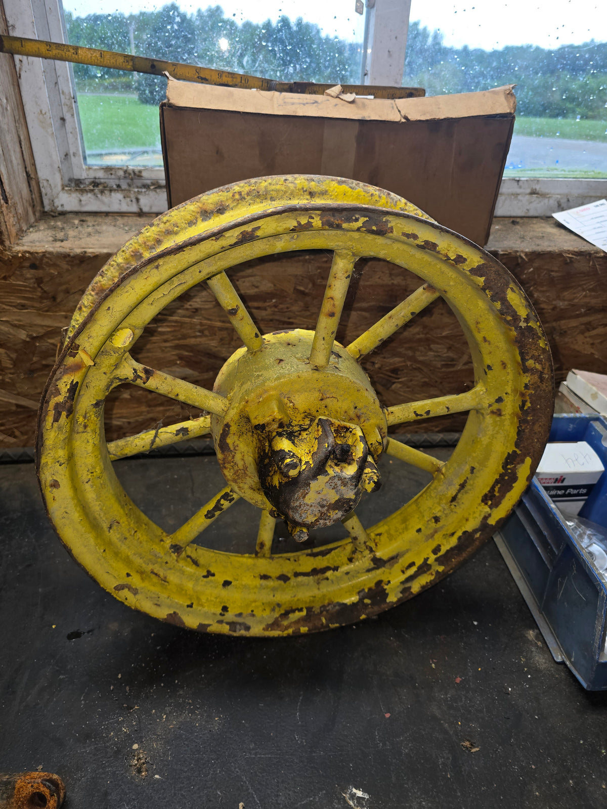 3.5X15 John Deere B roundspoke front wheel rim.
