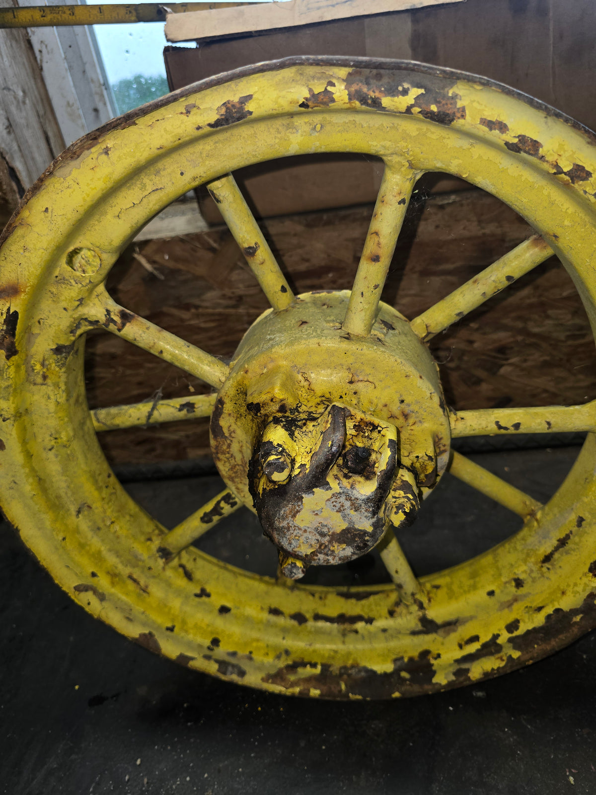 3.5X15 John Deere B roundspoke front wheel rim.